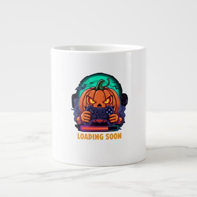 Pumpkin Quest Gamer Loading Design Giant Coffee Mug (Front)