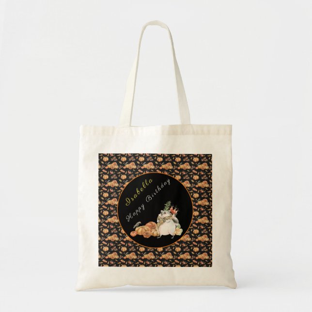 Pumpkin Raccoon Customize Text and Color Tote Bag (Front)