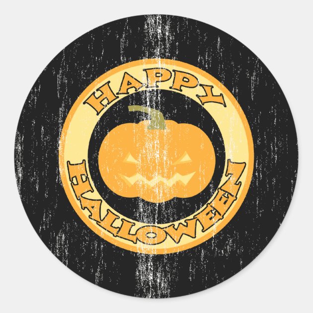 Pumpkin Retro Halloween Classic Round Sticker