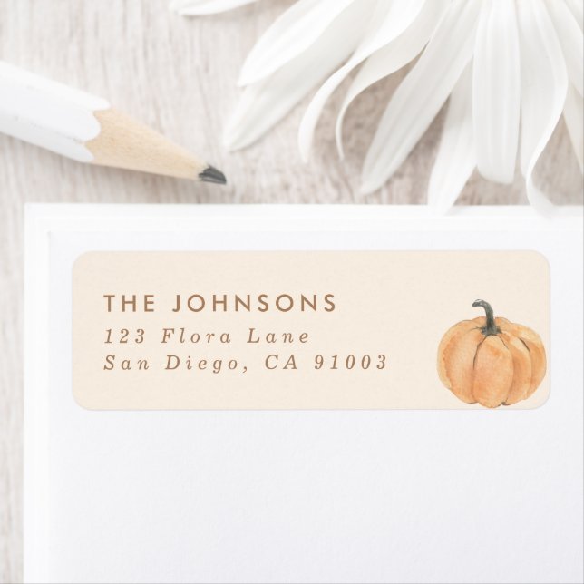 Pumpkin Return Address Label, Fall Shower Label (Insitu)