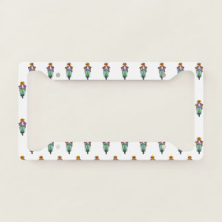 Pumpkin Rider on Mint Scooter License Plate Frame