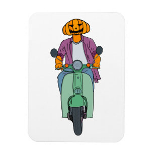 Pumpkin Rider on Mint Scooter Magnet