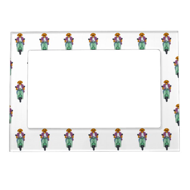 Pumpkin Rider on Mint Scooter Magnetic Frame (Front)