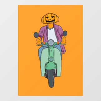 Pumpkin Rider on Mint Scooter Wall Decal