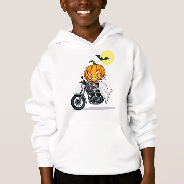 Pumpkin rides motorcycle hoodie (Front)