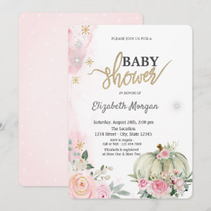  Pumpkin Roses Polka Dots,Snowflakes Baby Shower  Invitation