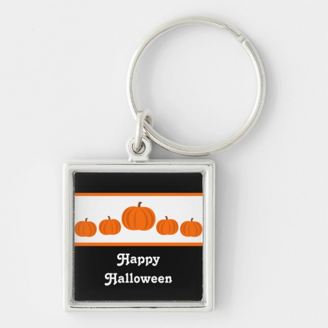Pumpkin Row Halloween Premium Keychain (Front)