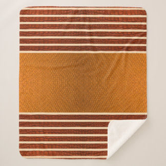 Pumpkin & Rust Exotic Faux Snake Leather Line Art Sherpa Blanket