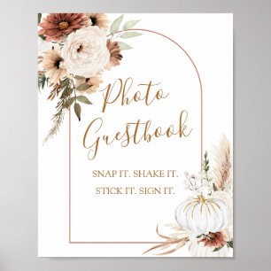 Pumpkin Rustic Boho Fall In love Photo Guestbook