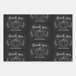 Pumpkin Rustic Chalkboard Thank You Wrapping Paper Sheets