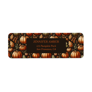 Pumpkin Rustic Fall & Autumn Leaves Seasonal Mail Label