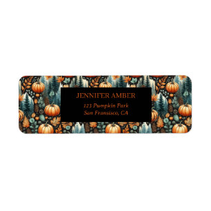 Pumpkin Rustic Fall & Autumn Leaves Seasonal Mail Label
