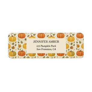 Pumpkin Rustic Fall & Autumn Leaves Seasonal Mail Label