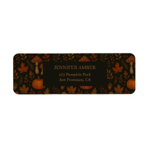 Pumpkin Rustic Fall & Autumn Leaves Seasonal Mail Label