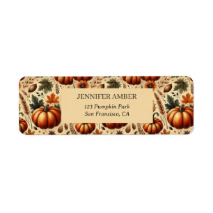 Pumpkin Rustic Fall & Autumn Leaves Seasonal Mail Label