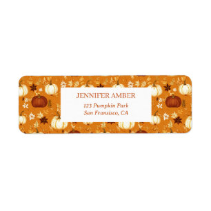 Pumpkin Rustic Fall & Autumn Leaves Seasonal Mail Label