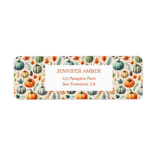 Pumpkin Rustic Fall & Autumn Leaves Seasonal Mail Label