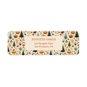 Pumpkin Rustic Fall & Autumn Leaves Seasonal Mail Label