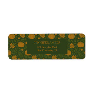 Pumpkin Rustic Fall & Autumn Leaves Seasonal Mail Label