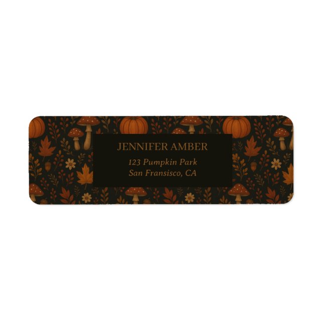 Pumpkin Rustic Fall & Autumn Leaves Seasonal Mail Label (Front)