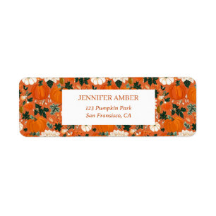 Pumpkin Rustic Fall & Autumn Leaves Seasonal Mail Label