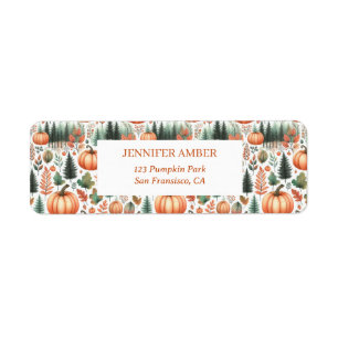 Pumpkin Rustic Fall & Autumn Leaves Seasonal Mail Label