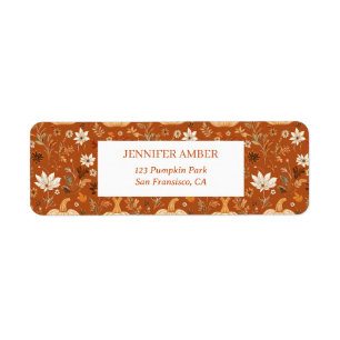 Pumpkin Rustic Fall & Autumn Leaves Seasonal Mail Label