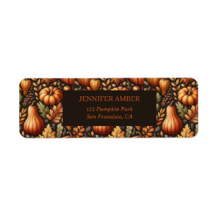 Pumpkin Rustic Fall & Autumn Leaves Seasonal Mail Label