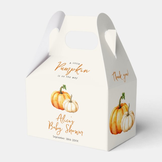 Pumpkin Rustic Fall Baby Shower Favor Boxes (Front Side)