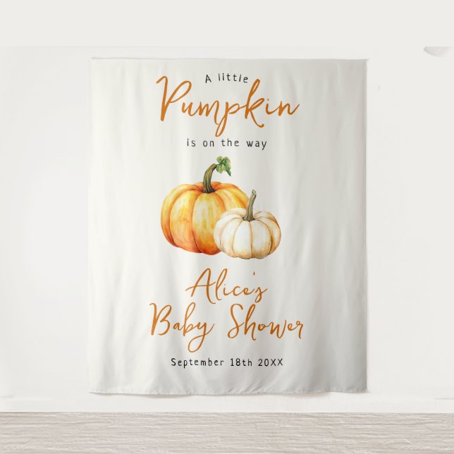 Pumpkin Rustic Fall Baby Shower Photo Backdrop (Front)
