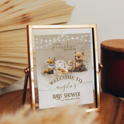 Pumpkin Rustic Fall Baby Shower welcome Poster