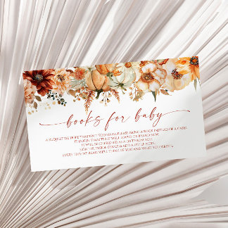 Pumpkin Rustic Floral Baby Shower Books For Baby Enclosure Card