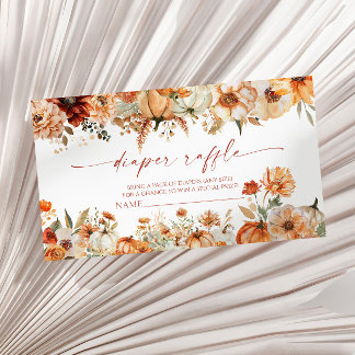 Pumpkin Rustic Floral Baby Shower Diaper Raffle Enclosure Card