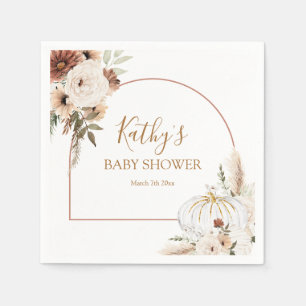 Pumpkin Rustic Floral Boho Arch Fall In love Paper Napkins