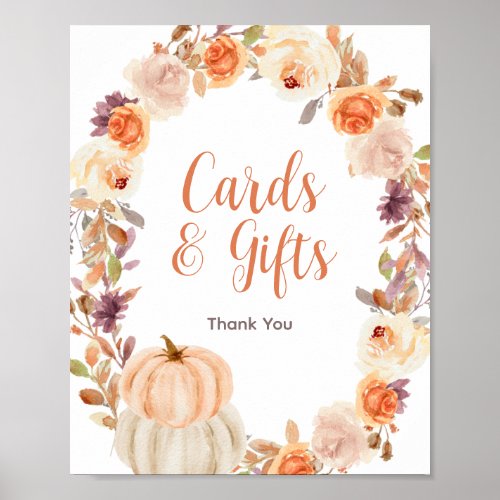 Pumpkin Rustic Floral Cards and Gifts Sign