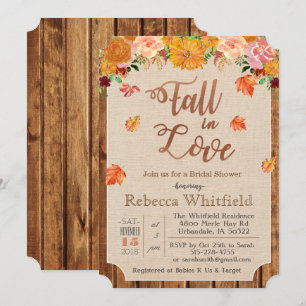 Pumpkin Rustic Leaves Wood Baby Shower Invitation