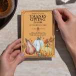 Pumpkin Rustic Thanksgiving Dinner Fall Watercolor Invitation
