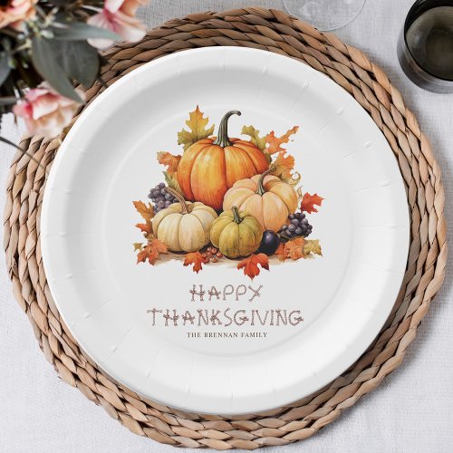 Pumpkin Rustic Thanksgiving Dinner Paper Plates