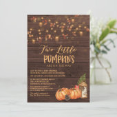 Pumpkin Rustic Twin Baby Shower Invitation (Standing Front)