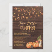 Pumpkin Rustic Twin Baby Shower Invitation (Front)