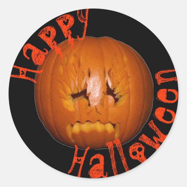 Pumpkin, Sad Flames Classic Round Sticker (Front)