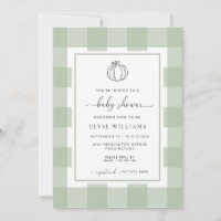Pumpkin Sage Green Gingham Baby Shower