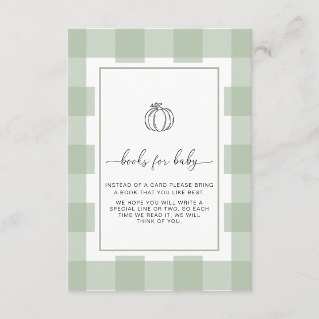 Pumpkin Sage Green Gingham Book Request Card (Front)