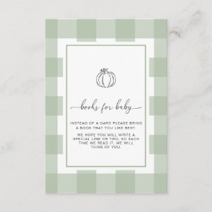 Pumpkin Sage Green Gingham Book Request Card