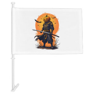 Pumpkin Samurai � Halloween Warrior T-Shirt Car Flag