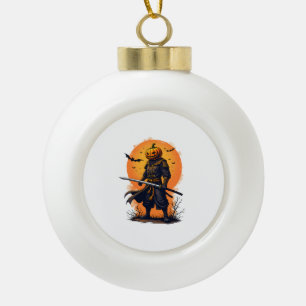 Pumpkin Samurai � Halloween Warrior T-Shirt Ceramic Ball Christmas Ornament