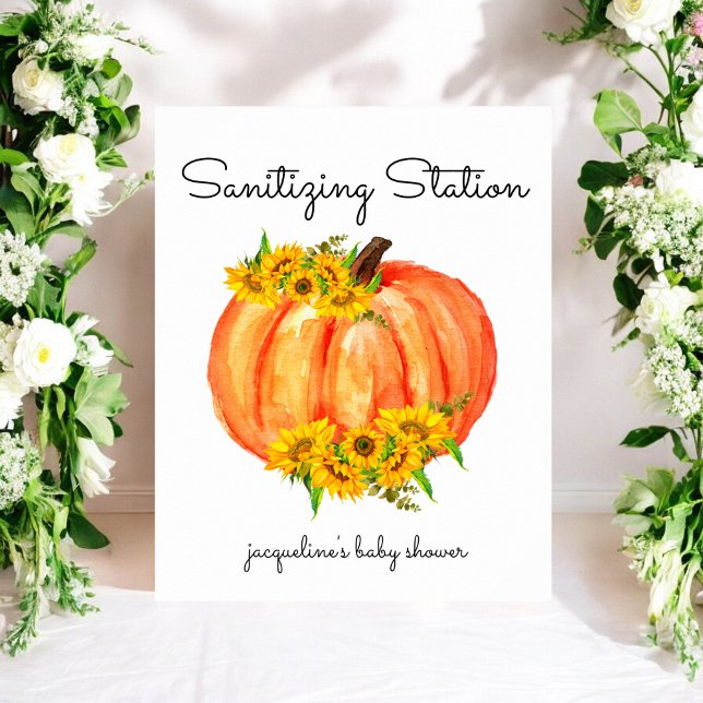 Pumpkin Sanitizing Station Orange White Poster (Creator Uploaded)