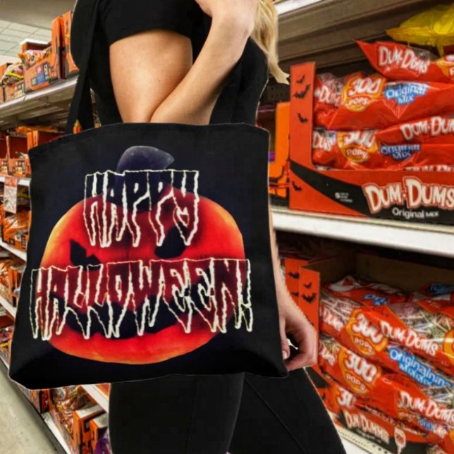 Pumpkin Scare-Wht Tote Bag (Fill your Pumpkin Scare-Wht Tote Bag, with lots of Halloween goodies!)