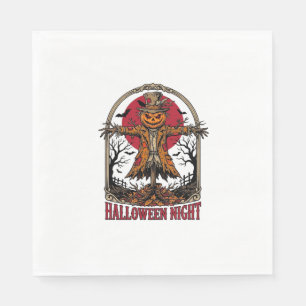Pumpkin Scarecrow Halloween Vintage Engraving Art Napkins