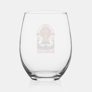 Pumpkin Scarecrow Halloween Vintage Engraving Art Stemless Wine Glass